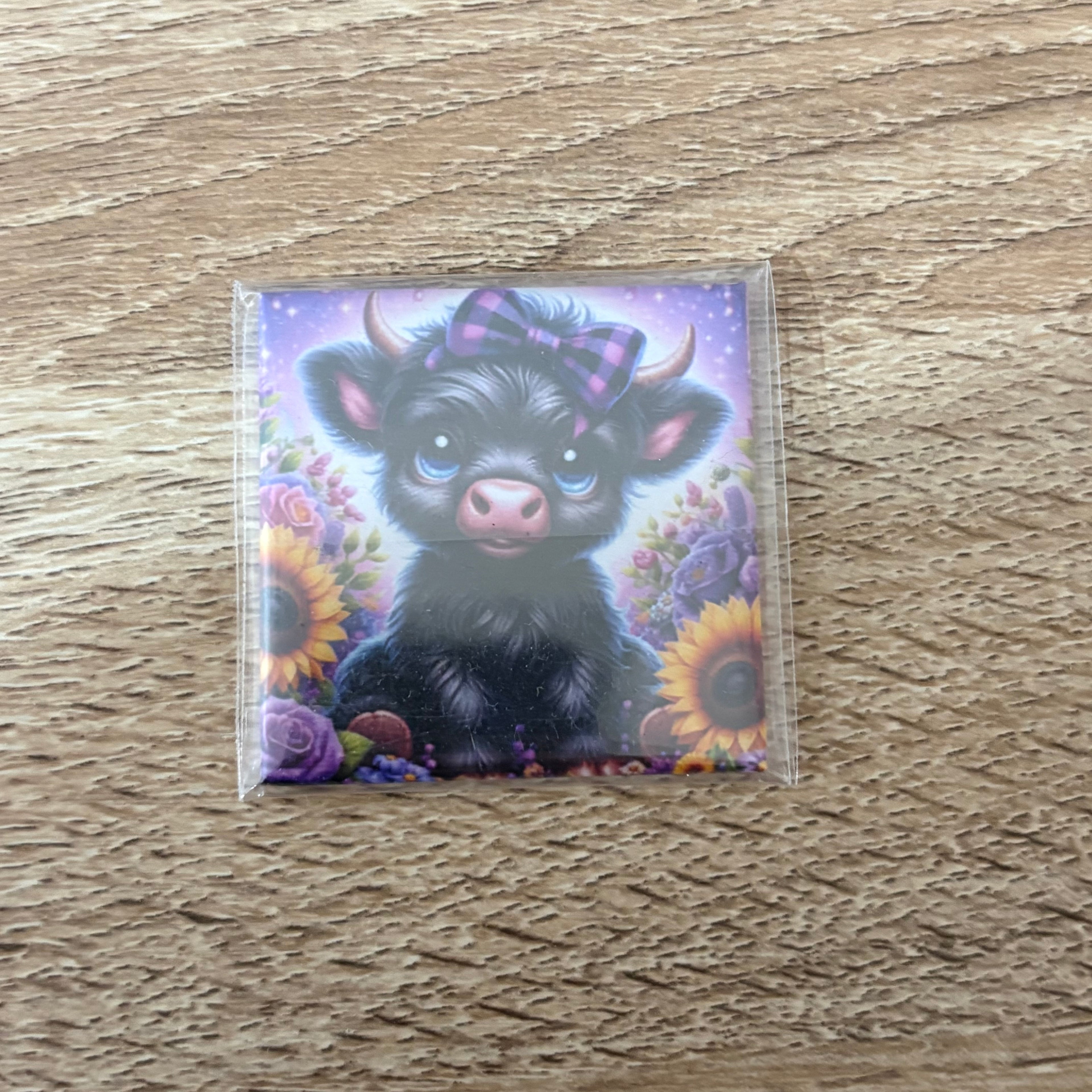 Bright Sunflower Cow | 50mm Magnet | Animal Magnet