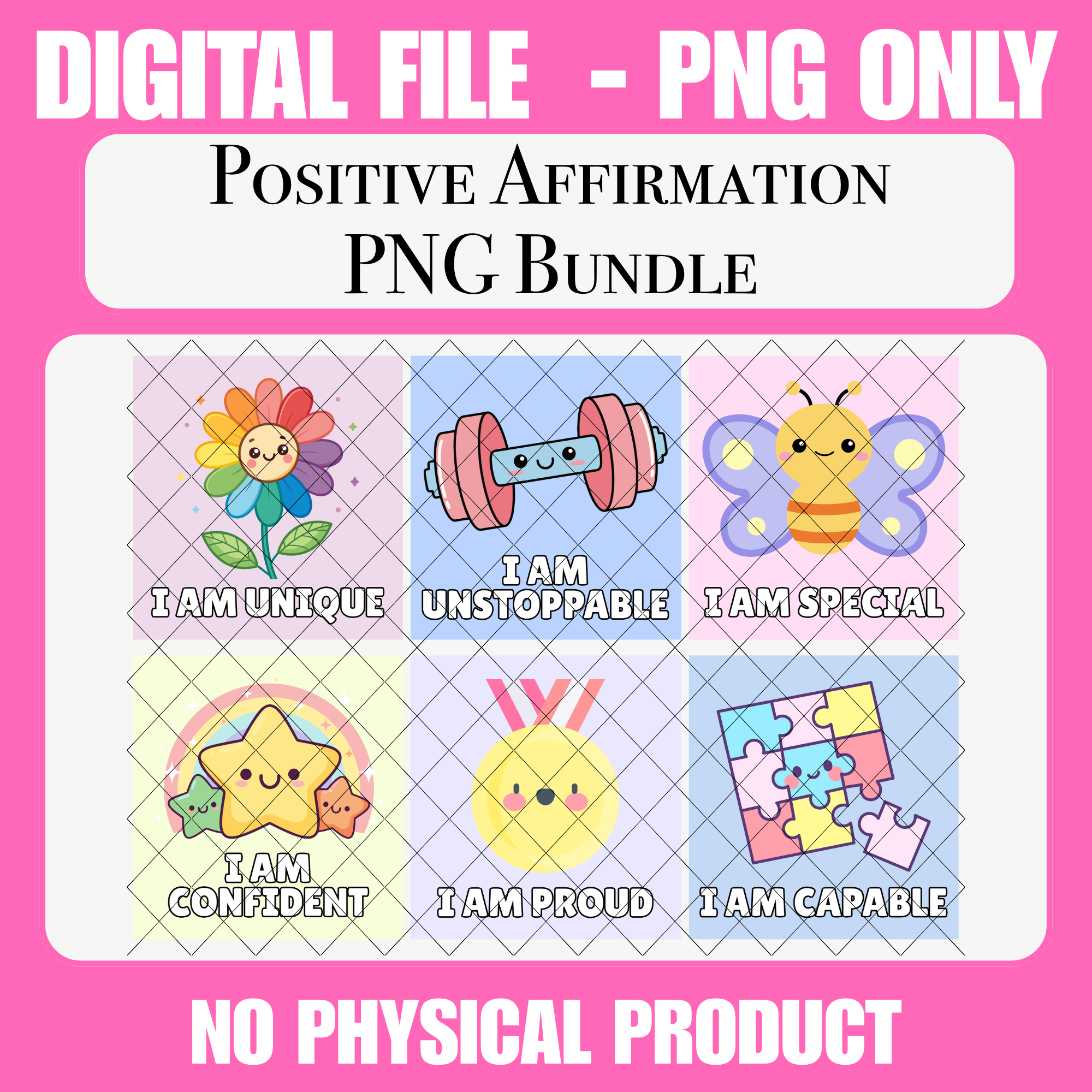 Positive Affirmation PNG Bundle | Instant Digital Download