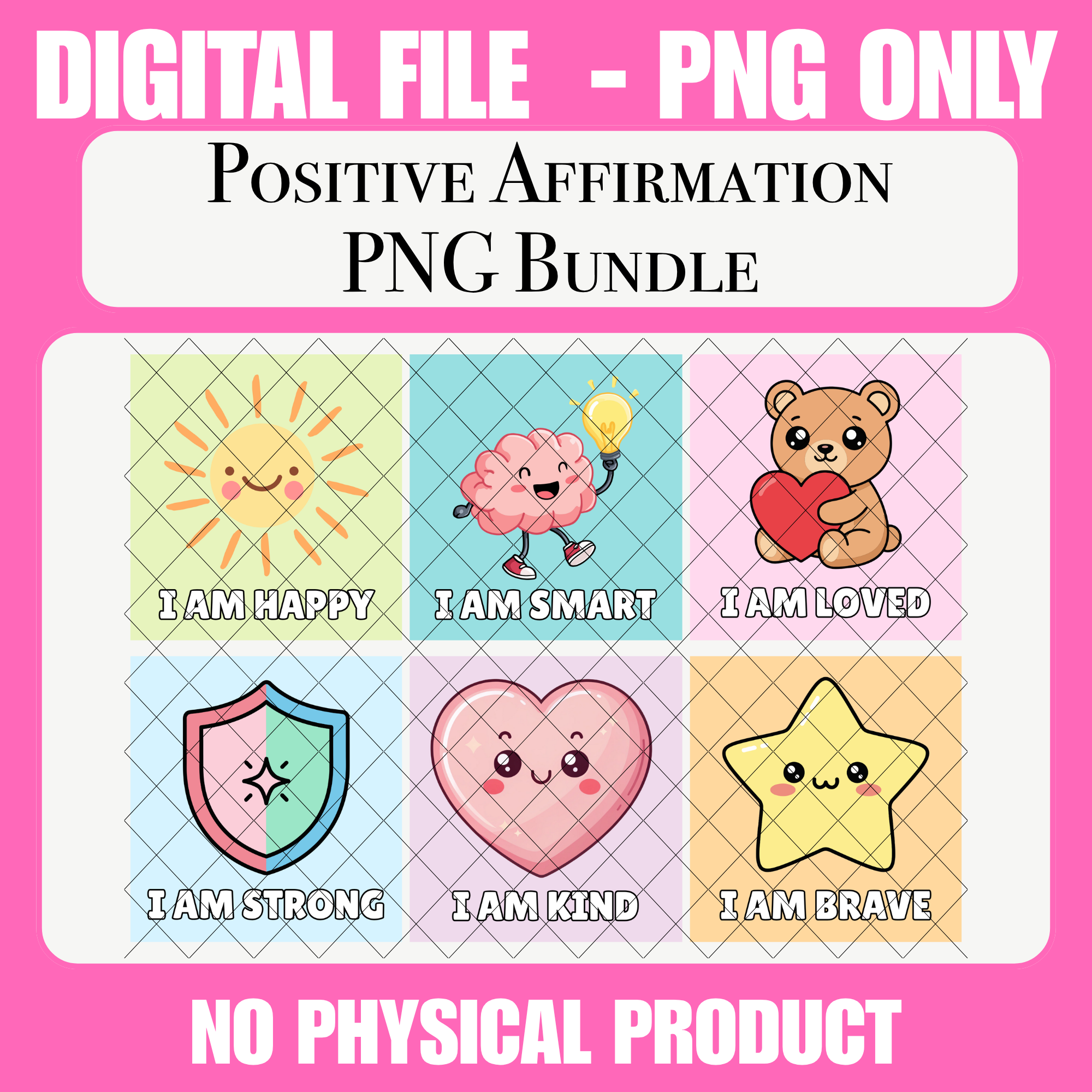Positive Affirmation PNG Bundle | Instant Digital Download