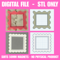 Scalloped Edge & Wavy Edge 50mm Magnet Frame STL Set | Digital Download