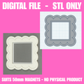 Raised Scalloped Edge 50mm Magnet Frame STL | Digital Download