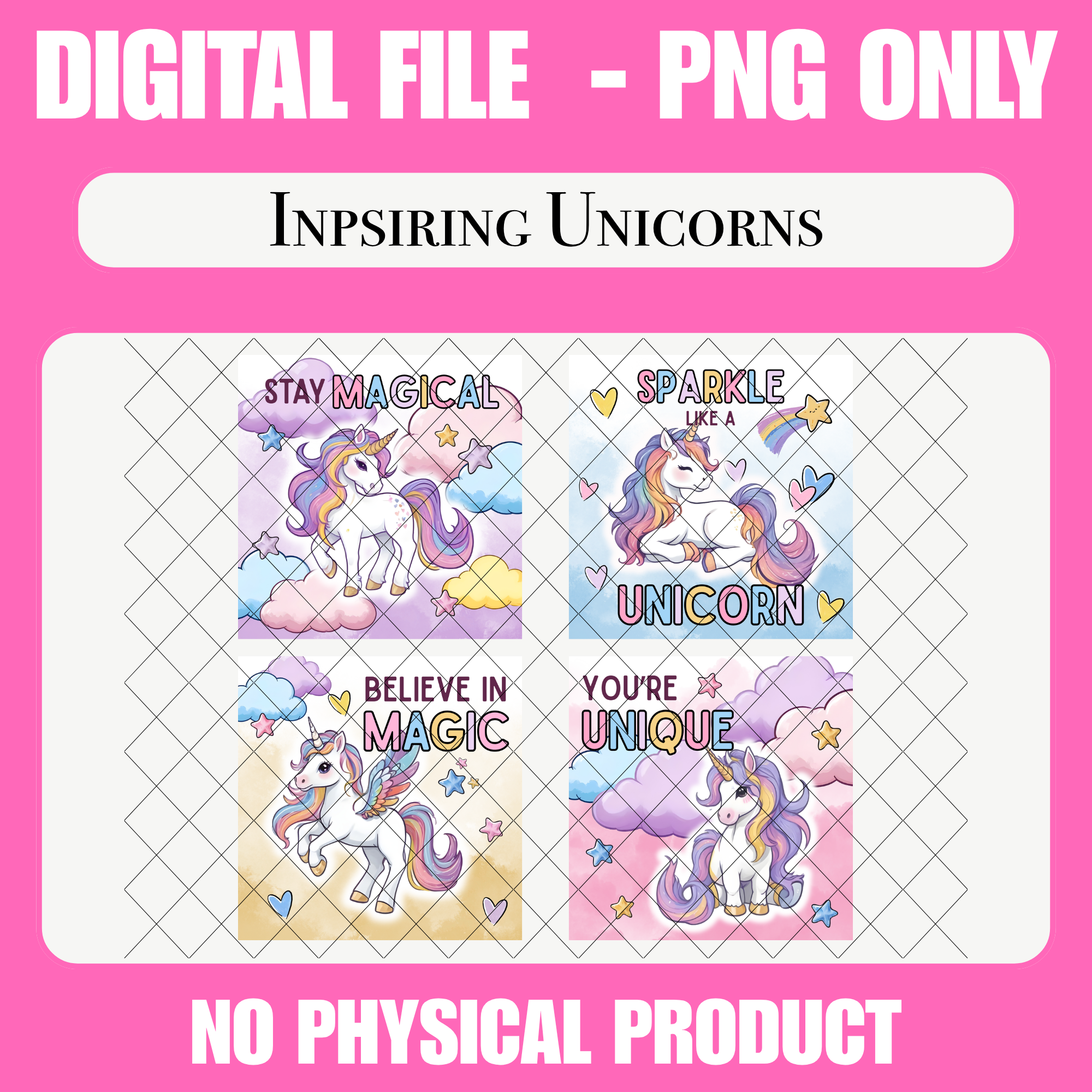 Inspiring Unicorns Set One PNG | Digital Download