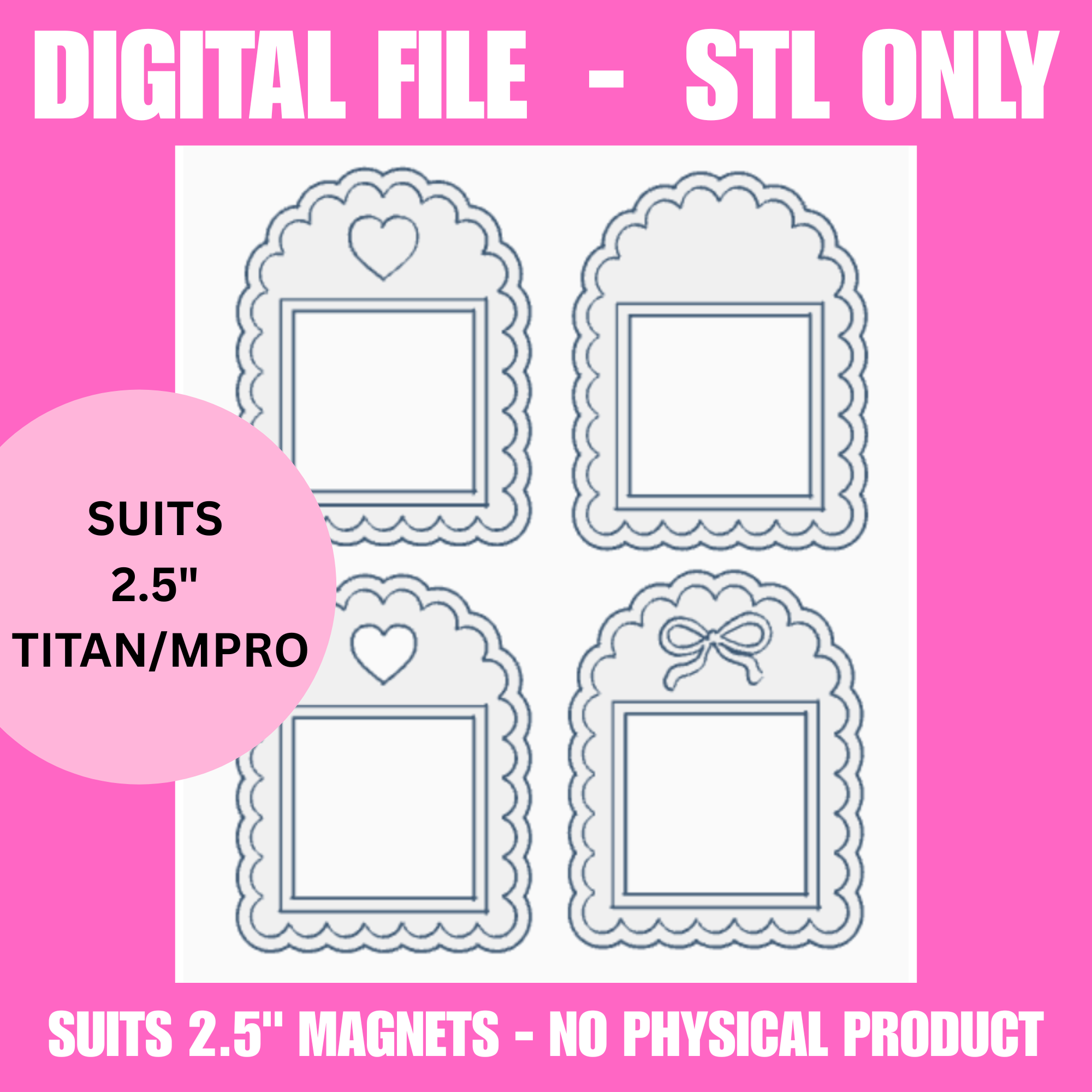 Scalloped Arch 2.5" (Titan/MPRO) Magnet Frame STL | Digital Download