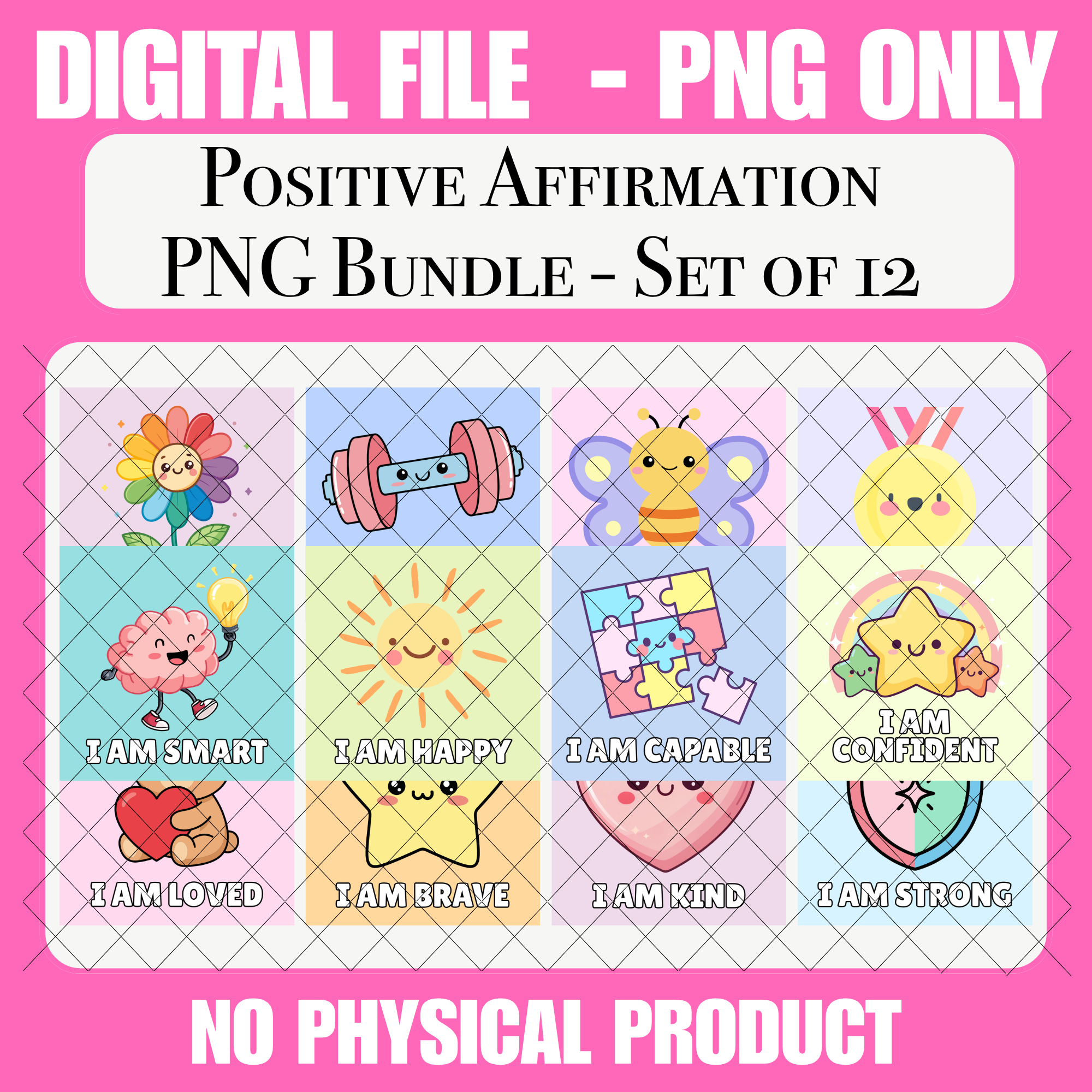 Positive Affirmation PNG Bundle | Instant Digital Download