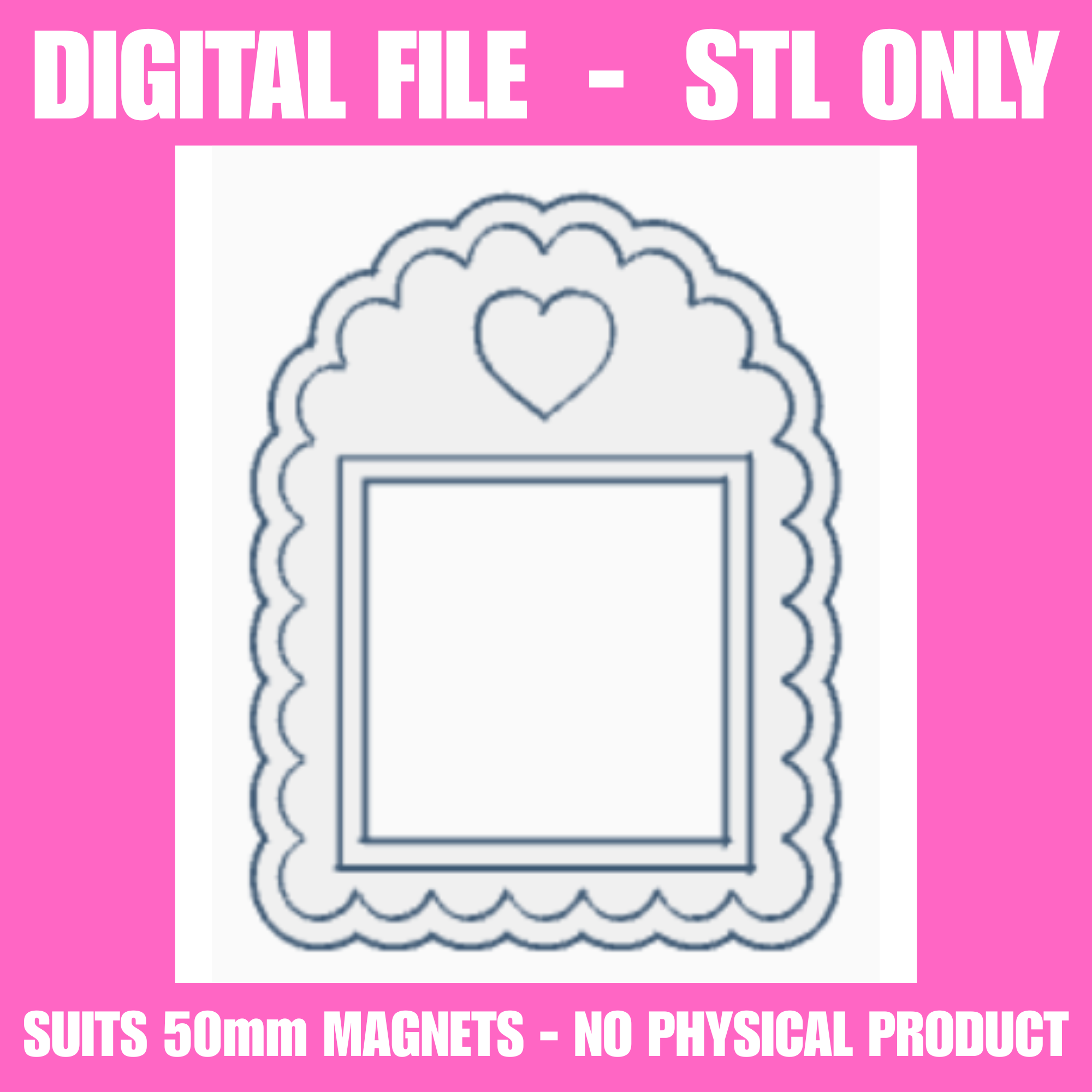 Scalloped 50mm Magnet Frame STL | Digital Download