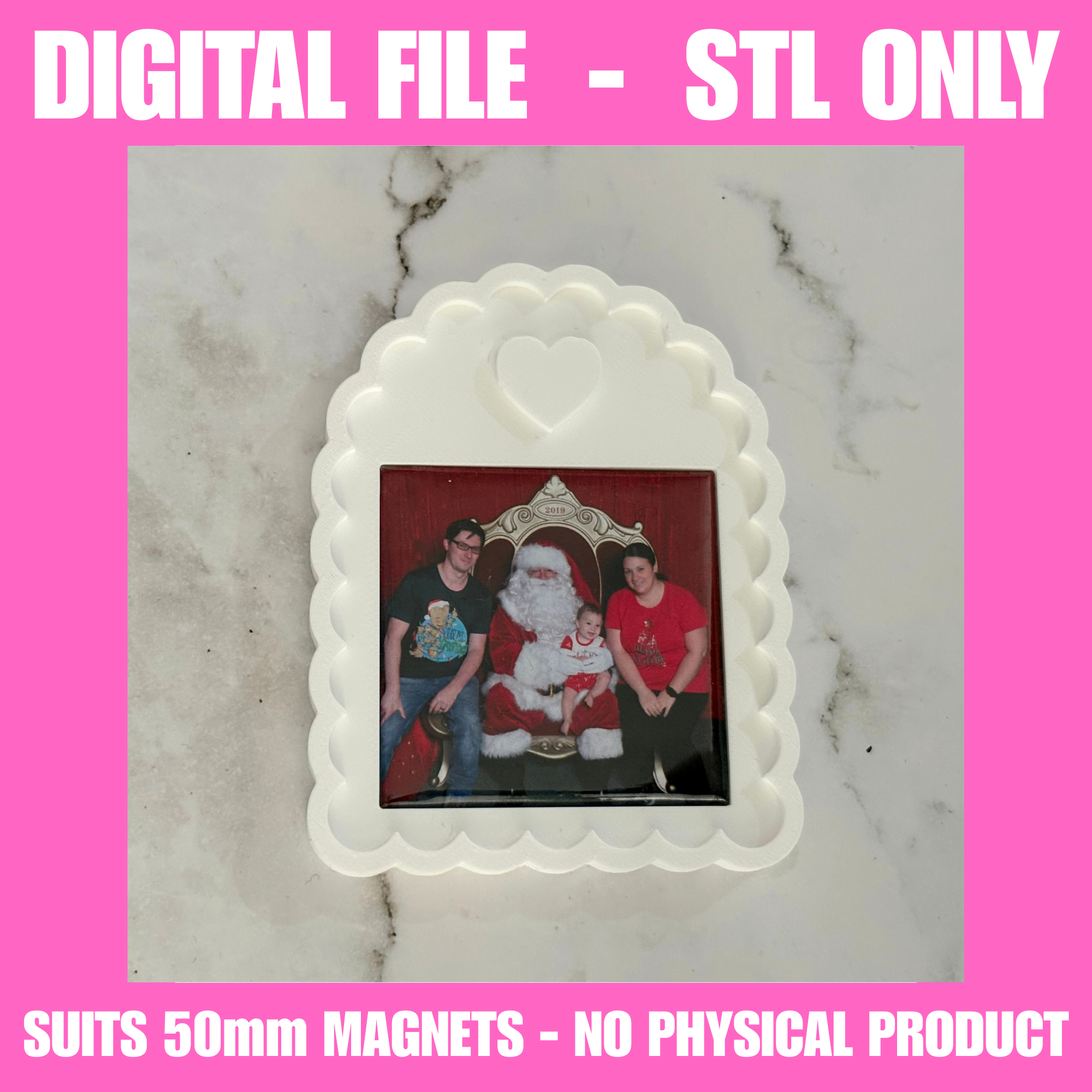 Scalloped 50mm Magnet Frame STL | Digital Download